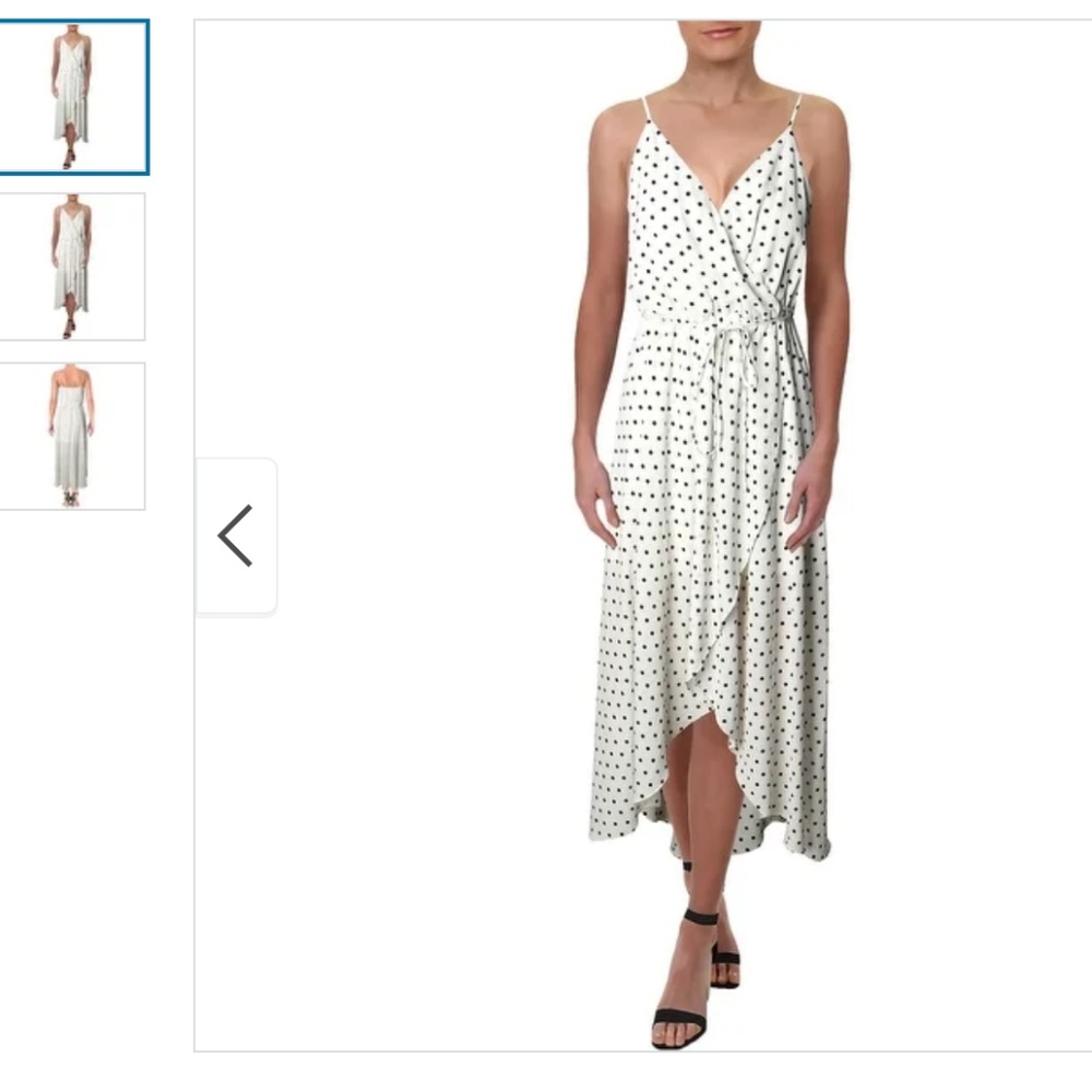 AQUA White Polka Dot Hi Low Wrap Dress